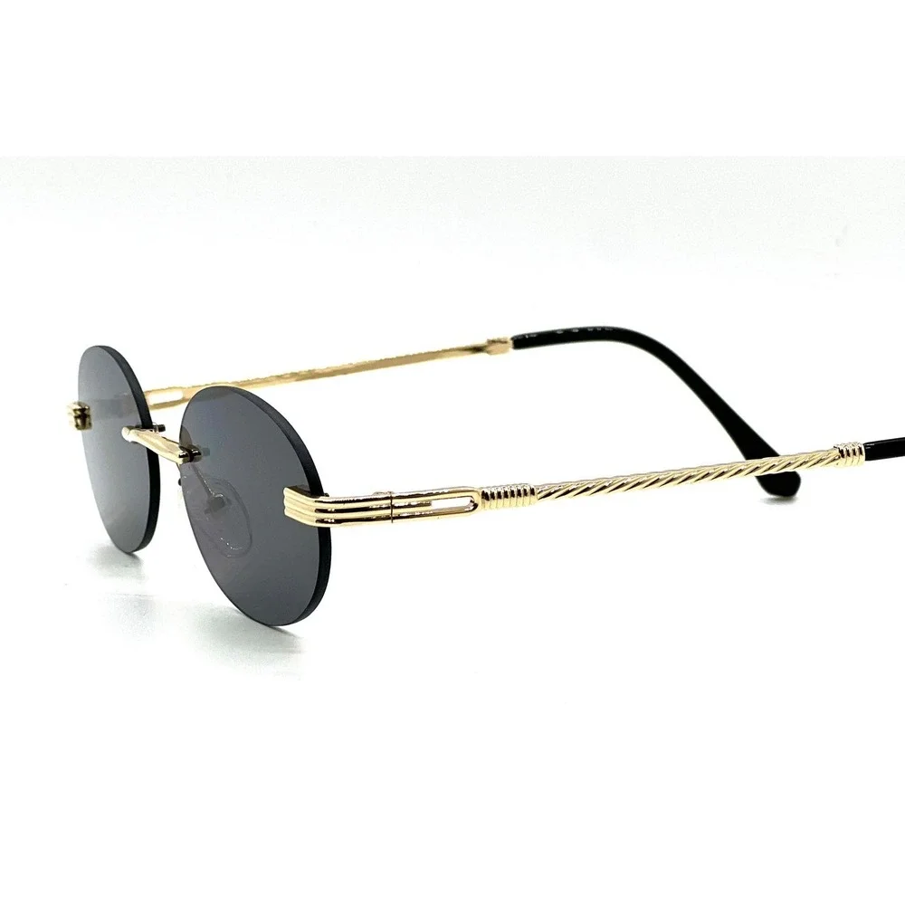 Rimless‎ Sunglasses Oval Lens Gold Frame Fashion Trendy Style Street Wear Migos